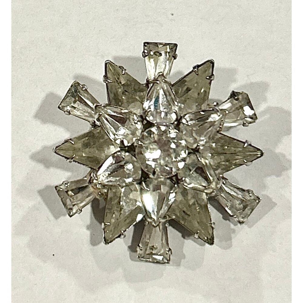 Vintage Clear Starburst Rhinestone Brooch